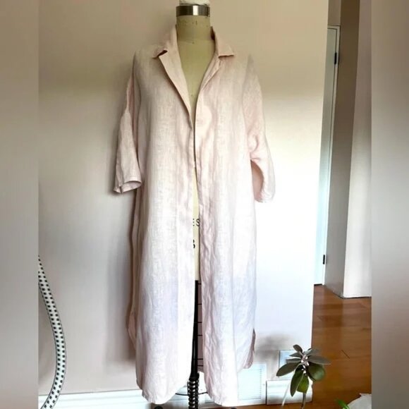 ELLAMODA light pink linen lightweight cardigan coat sz. M - Picture 1 of 8